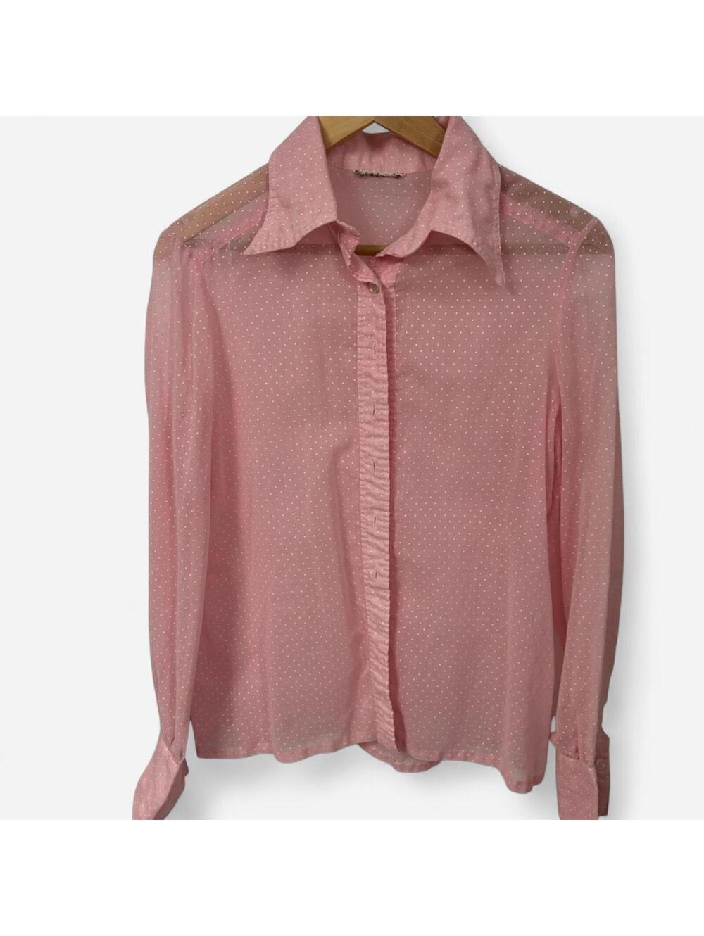 Vintage Sheer Cotton Polka Dot Button Down